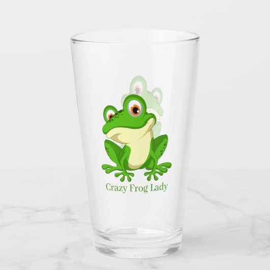 Crazy Frosch Lady fügt Text hinzu Glas (Rückseite)