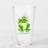 Crazy Frosch Lady fügt Text hinzu Glas (Vorderseite)