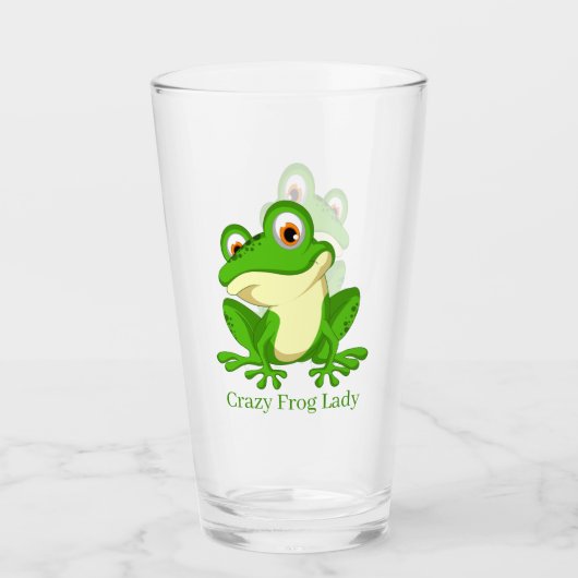Crazy Frosch Lady fügt Text hinzu Glas (Vorderseite)