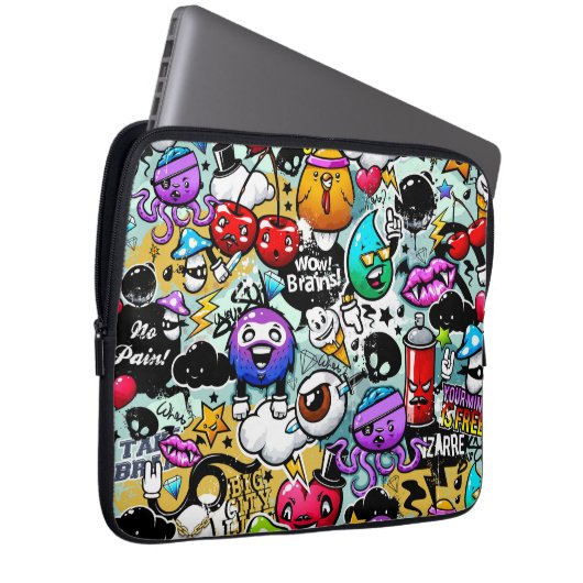 Crazy Frucht und Gemüse Graffiti Laptopschutzhülle (Vorne Rechts)