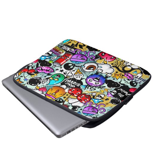 Crazy Frucht und Gemüse Graffiti Laptopschutzhülle (Vorne Knopf)