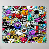 Crazy Frucht und Gemüse Graffiti Poster (Vorne)