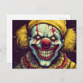 Crazy Funhouse Circus Clown Illustration Postkarte (Vorne/Hinten)