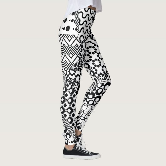 Crazy, Funky, Black and White Pattern, Cool Leggings (Rechts)