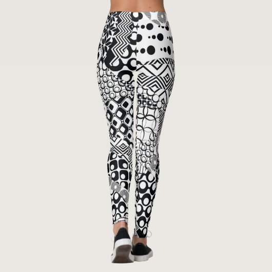 Crazy, Funky, Black and White Pattern, Cool Leggings (Rückseite)