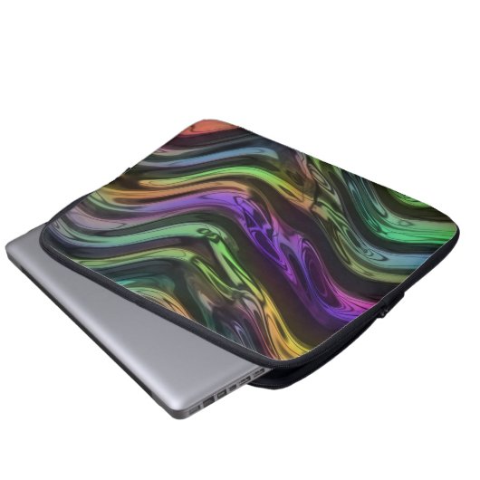 Crazy Funky Rainbow Ripple Waves Art Muster Laptopschutzhülle (Vorne Knopf)