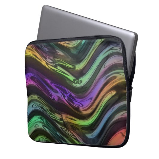 Crazy Funky Rainbow Ripple Waves Art Muster Laptopschutzhülle (Vorderseite Links)