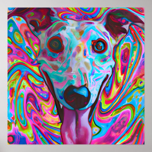 Crazy Funky Whippet Dog Portrait Art Poster (Vorne)