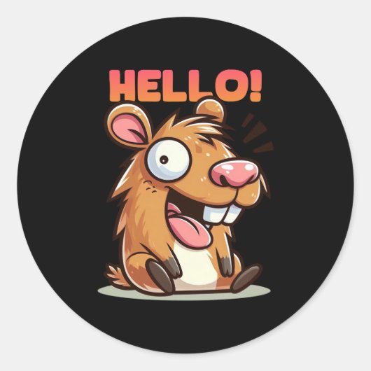 Crazy Funny Capybara Hello Sticker (Vorderseite)