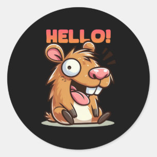 Crazy Funny Capybara Hello Sticker