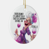 CRAZY FUNNY OLD LADY MIT WEIN KERAMIK ORNAMENT (Rechts)