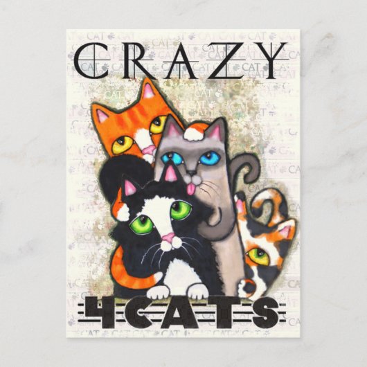 Crazy für Katzen Postkarte (Vorderseite)