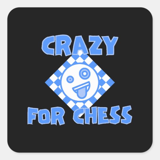 Crazy für Schach Quadratischer Aufkleber (Vorderseite)