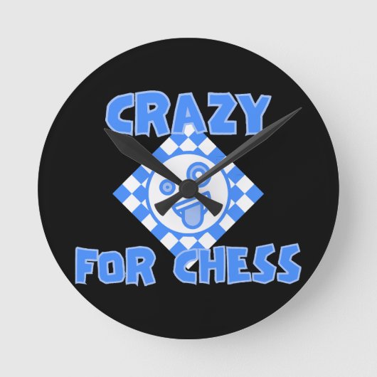 Crazy für Schach Runde Wanduhr (Vorderseite)