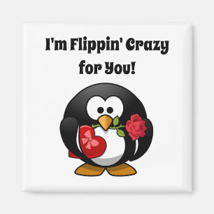 Crazy für Sie Niedlich Valentinstag Liebe Pinguin Magnet