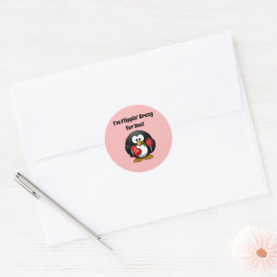 Crazy für Sie Niedlich Valentinstag Liebe Pinguin Runder Aufkleber