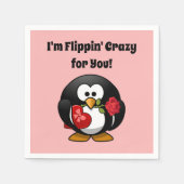 Crazy für Sie Niedlich Valentinstag Liebe Pinguin Serviette (Vorderseite)
