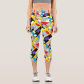 Crazy Geometry Abstrakte Kunst Capri Leggings (Vorderseite)