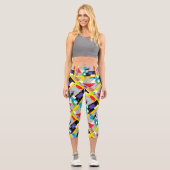 Crazy Geometry Abstrakte Kunst Capri Leggings (Vorderseite)