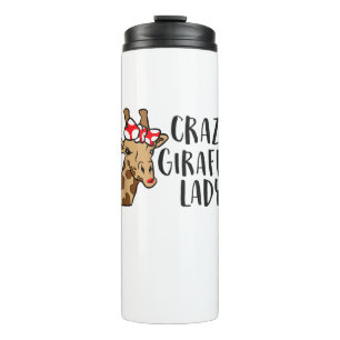 Crazy Giraffe Lady Women Giraffen Thermosbecher