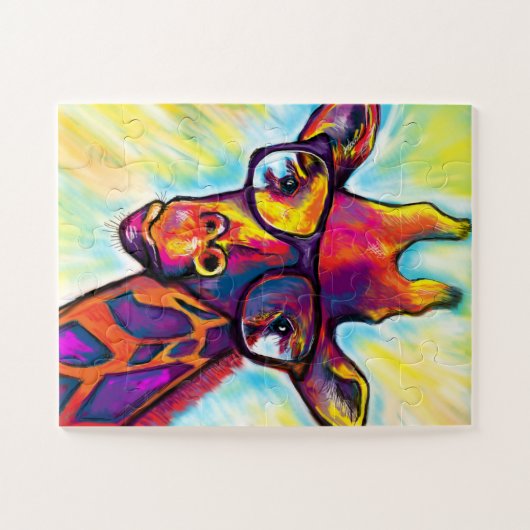 Crazy Giraffe Man Art Puzzle (Horizontal)