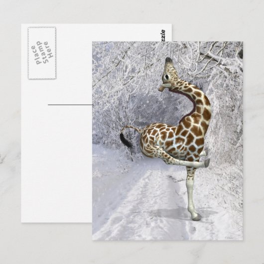 Crazy Giraffe Snow Postkarte (Vorne/Hinten)