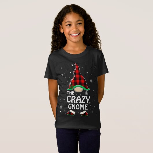 Crazy Gnome Buffalo Kariert Matching Family Christ T-Shirt (Vorne ganz)