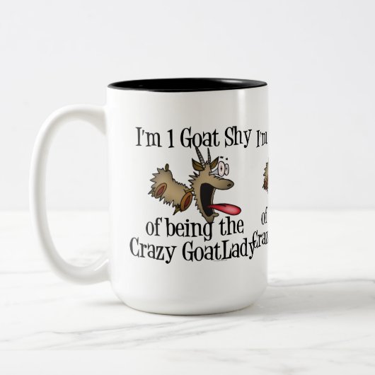 Crazy Goat Lady GetYerGoat Zweifarbige Tasse (Links)