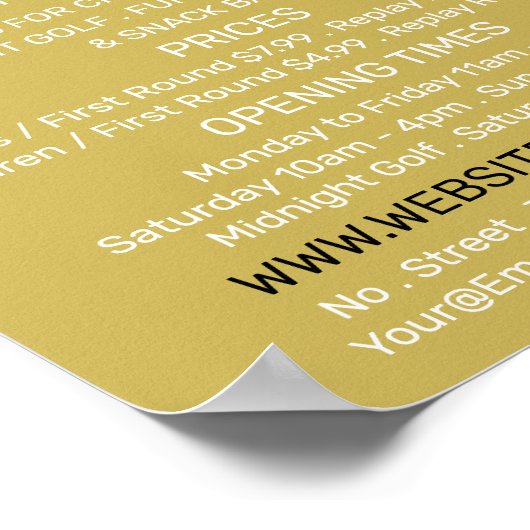 Crazy Golf Slogan, Mini Golfplatz Werbung Poster (Ecke)