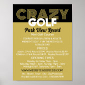 Crazy Golf Slogan, Mini Golfplatz Werbung Poster (Vorne)