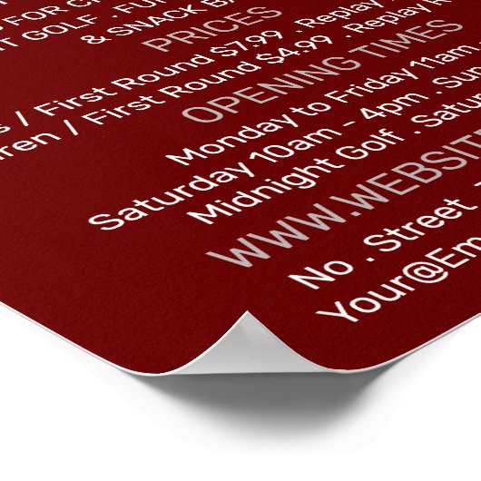 Crazy Golf Slogan, Mini Golfplatz Werbung Poster (Ecke)