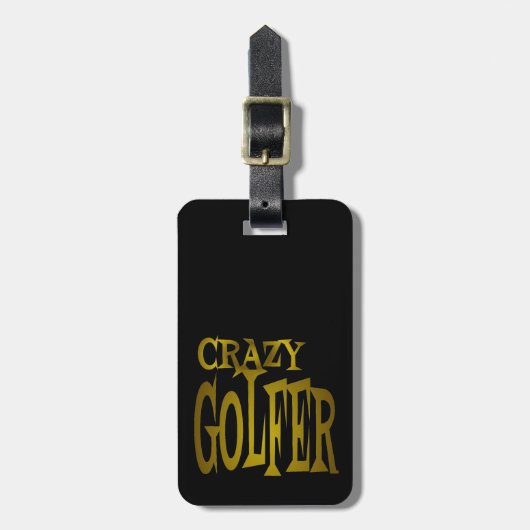 Crazy Golfer in Gold Gepäckanhänger (Vorderseite vertikal)