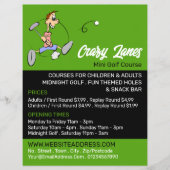 Crazy Golfer, Mini Golfplatz Werbung Flyer (Vorne)
