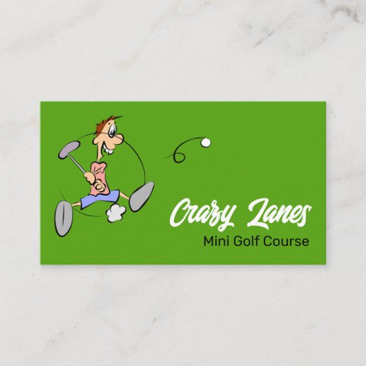 Crazy Golfer, Mini Golfplatz Werbung Visitenkarte (Vorderseite)