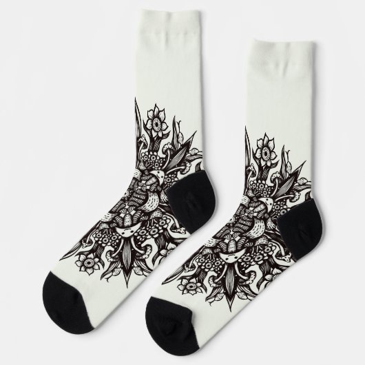 Crazy Goth Schwarz-Weiß cool Psychedelic Socken (Linkes Detail)