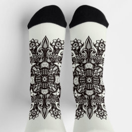 Crazy Goth Schwarz-Weiß cool Psychedelic Socken