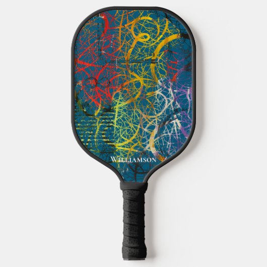 Crazy Graffiti Pollak sieht Slate Blue aus Pickleball Schläger (Vorderseite)