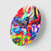 Crazy Graffiti Runde Wanduhr (Winkel)