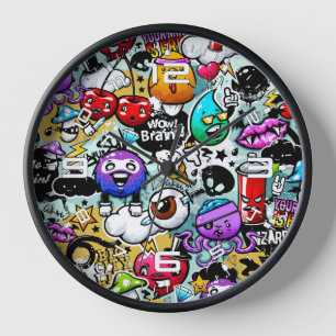 Crazy Graffiti Stickers Uhr