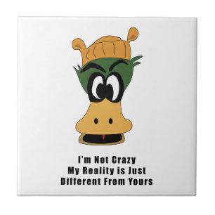 Crazy Green Cartoon Duck andere Realität Fliese