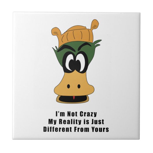 Crazy Green Cartoon Duck andere Realität Fliese (Vorderseite)