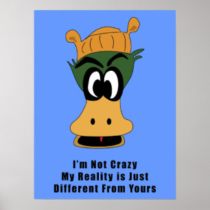 Crazy Green Cartoon Duck andere Realität Poster