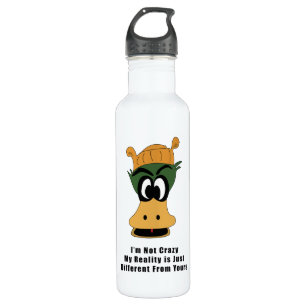 Crazy Green Cartoon Duck andere Realität Trinkflasche