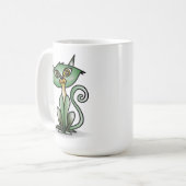 Crazy Green Cat Classic Tasse (Vorderseite Links)