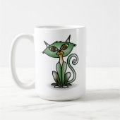 Crazy Green Cat Classic Tasse (Links)