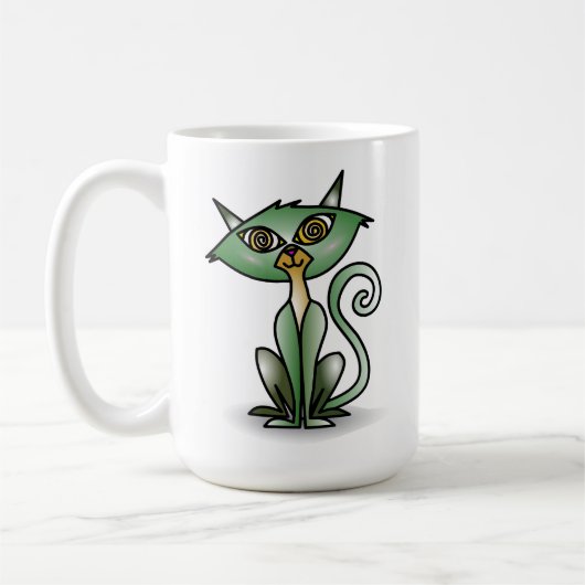 Crazy Green Cat Classic Tasse (Links)