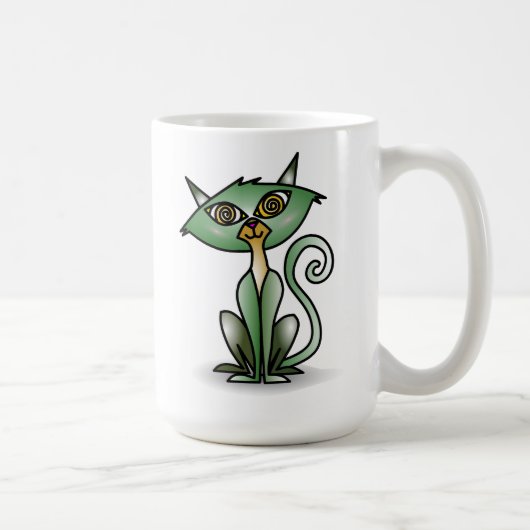 Crazy Green Cat Classic Tasse (Rechts)