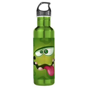 Crazy Green Monster Face Edelstahlflasche