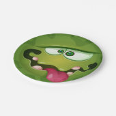Crazy Green Monster Face Pappteller (Schrägansicht)
