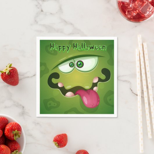 Crazy Green Monster Face Serviette (Beispiel)